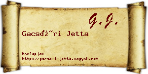 Gacsári Jetta névjegykártya